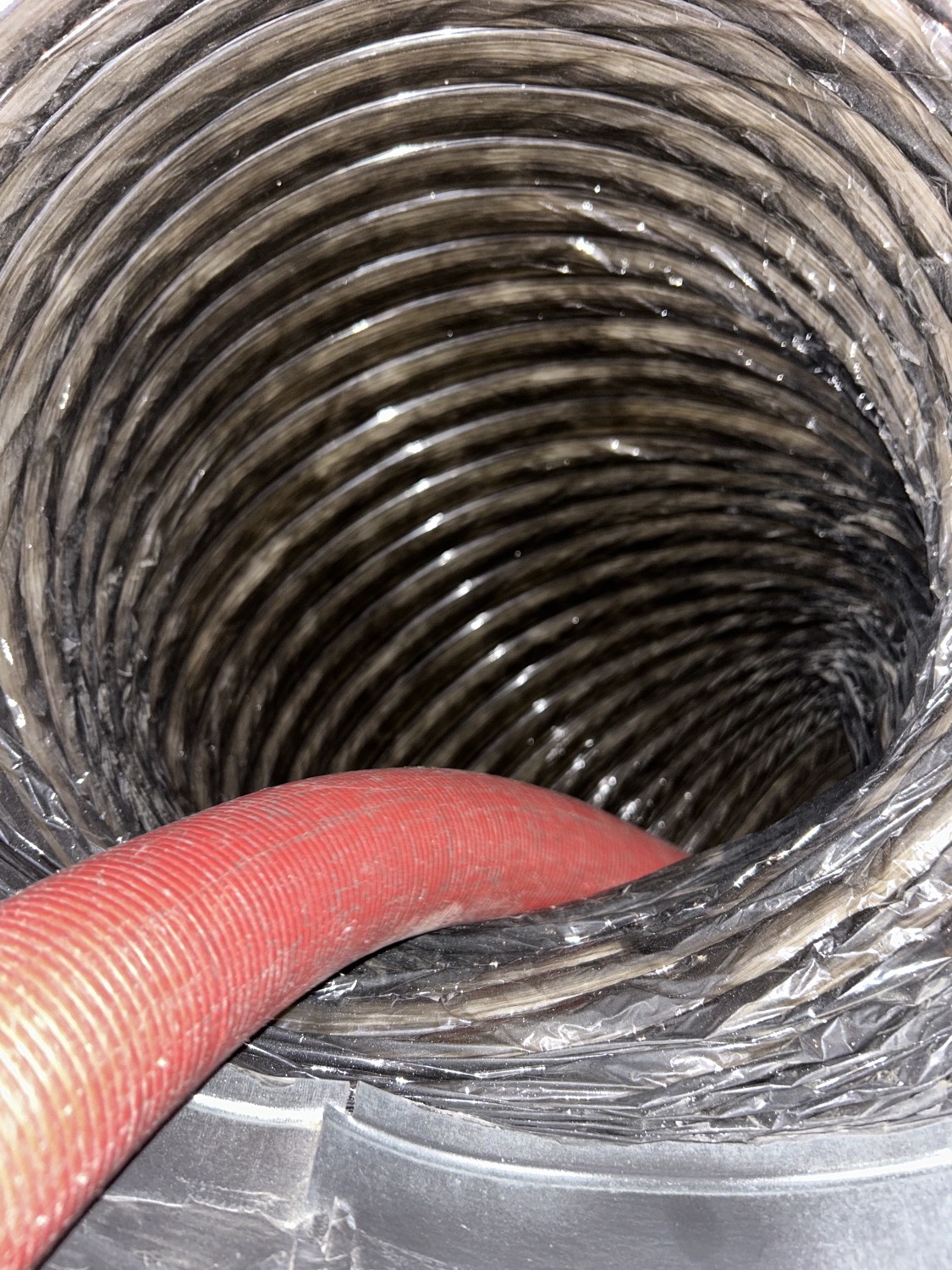 Inside a home's flexible air duct