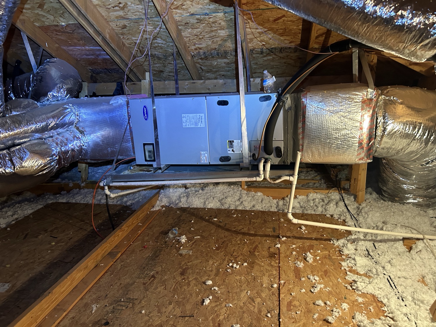 Attic HVAC system and ductwork